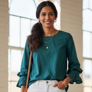J. Crew Factory 3/4 Ruffle Sleeve Blouse